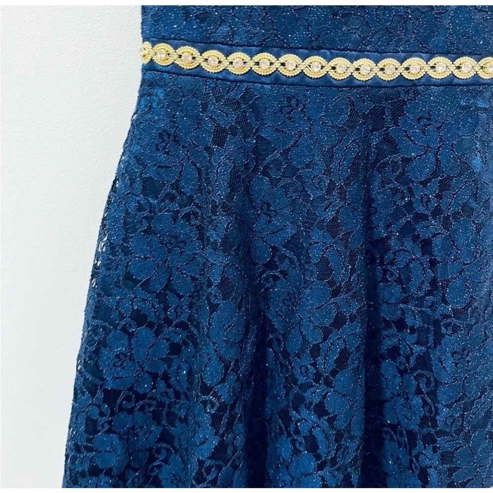 American Princess Girls Size 5 Navy Blue Lace Special Occasion Dress - Picture 7 of 11